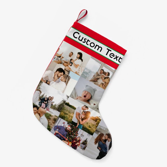 Christmas Custom Family Photo Collage custom text Small Christmas Stocking (Front (Hanging))