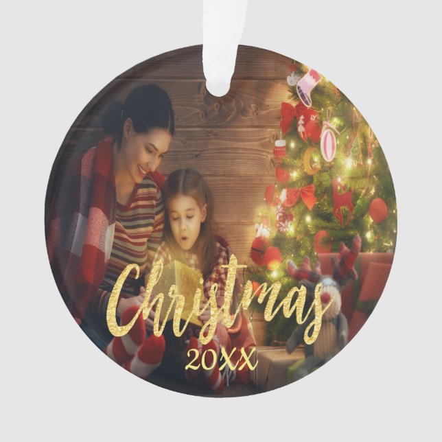 Christmas custom family photo with year gold ornament (Front)