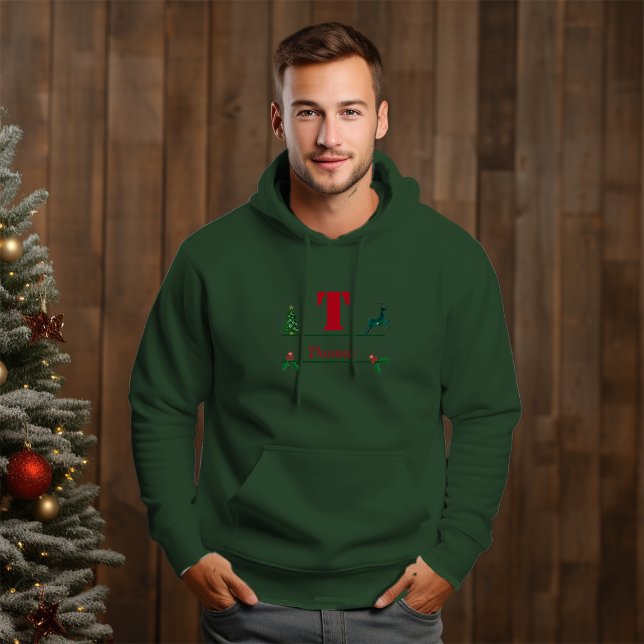 Christmas Custom Monogram & Name Men Hoodie (Creator Uploaded)