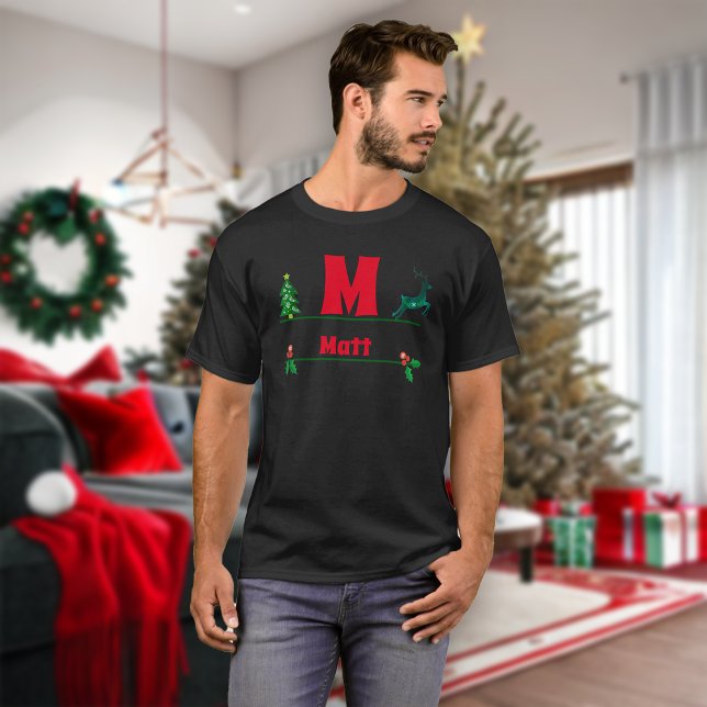 Christmas Custom Monogram & Name T-Shirt (Creator Uploaded)