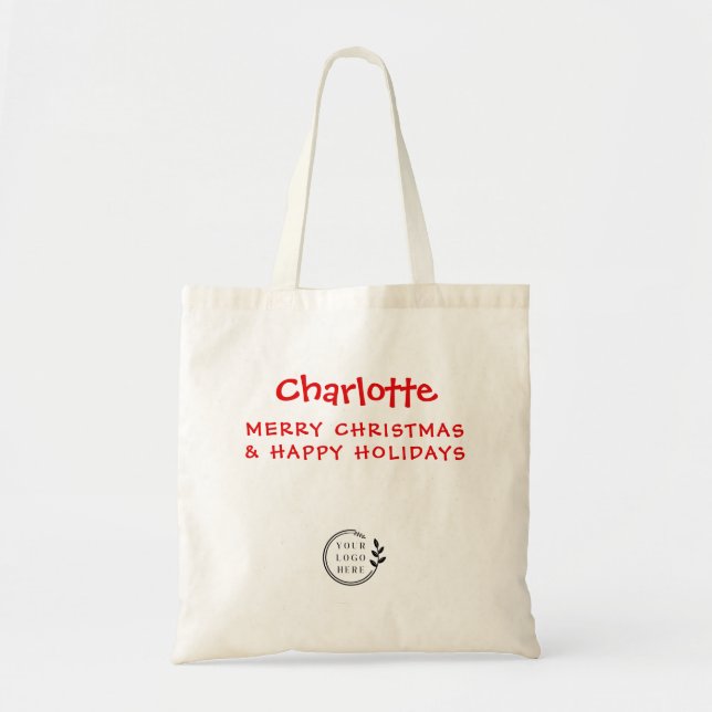 Christmas Custom Name Company Logo Budget Business Tote Bag (Front)