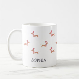 Christmas Custom Name Modern Dachshund Pattern  Coffee Mug