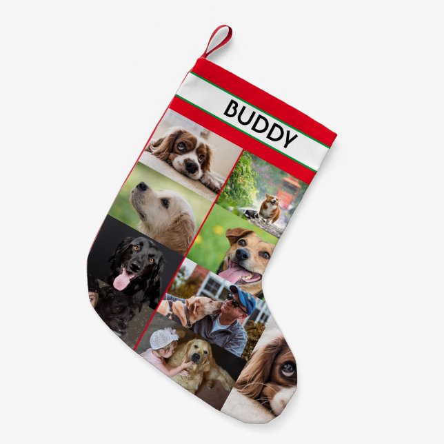Christmas Custom Pet Name Photos Personalised dog Small Christmas Stocking (Front (Hanging))