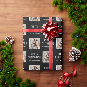 Christmas Custom Photo Family Name Wrapping Paper