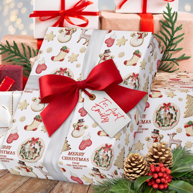 Christmas Custom Photo & From Name Cookie Wrapping Paper (Creator Uploaded)