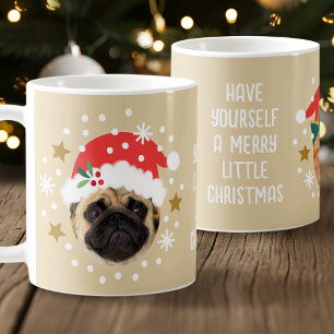 Christmas Custom Photo Funny Elf Santa Pet Beige Coffee Mug