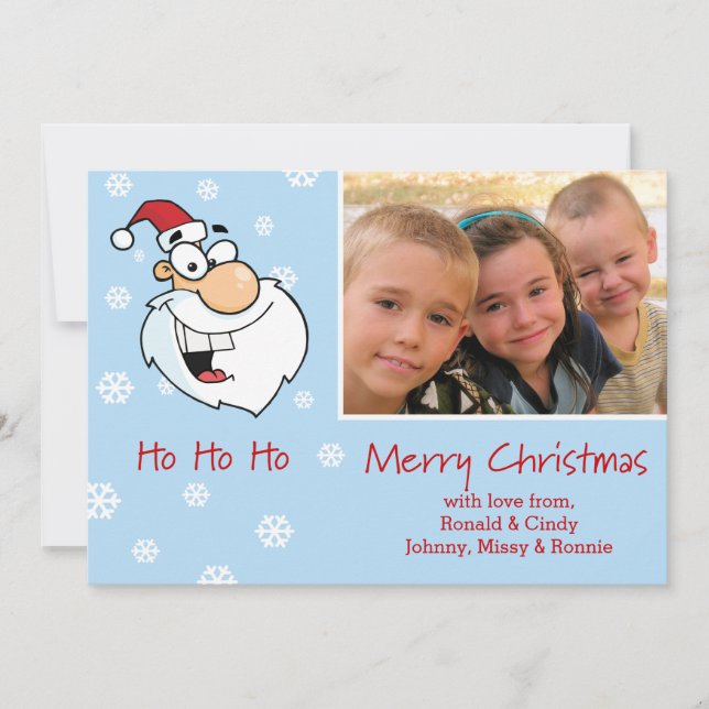 Christmas custom photo / name Santa - Ho Ho Ho Holiday Card (Front)