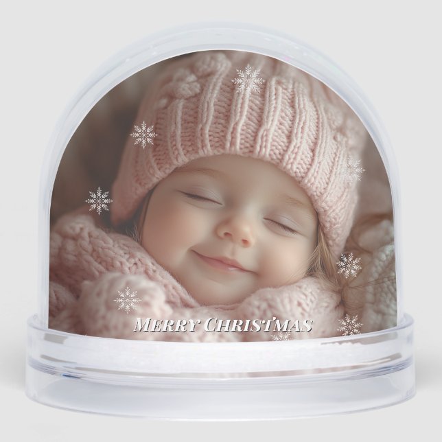 Christmas Custom Photos Snowflakes Snow Globe (Front)