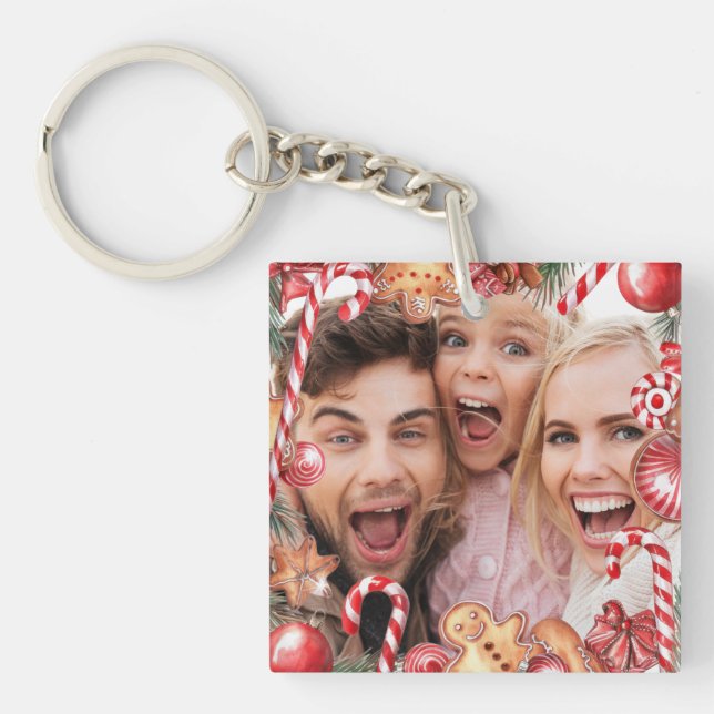 Christmas Custom Two Photo Double Sided Acrylic Key Ring (Front)