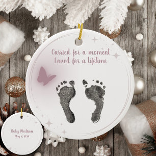 Christmas Custom Your Baby Foot Prints Butterfly Ceramic Ornament