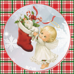 Christmas Cute Angel & Kitty Card Envelope Sticker