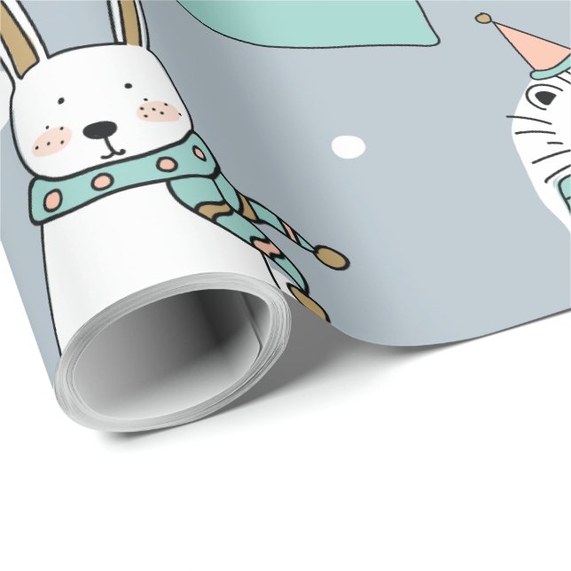 Christmas Cute Animals cartoon style Wrapping Paper (Roll Corner)