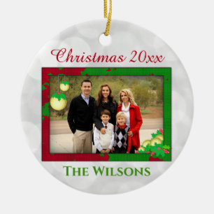 Christmas Cute Annual Family Photo Ceramic Ornament