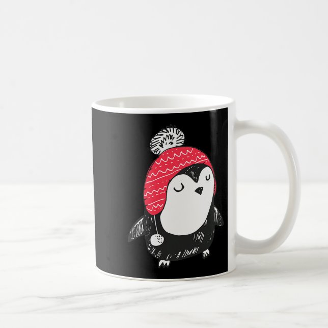 Christmas Cute Baby Penguin Wearing Winter Hat W_e Coffee Mug (Right)