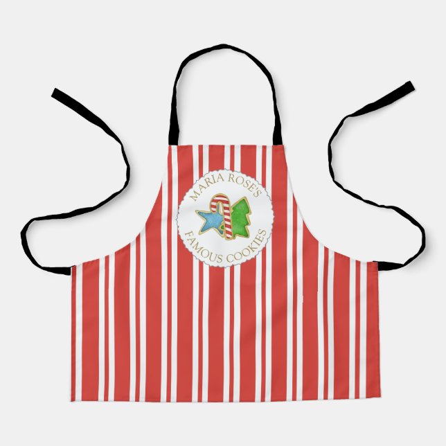 Christmas Cute Baking Whimsical Colourful Cookies Apron (Front)