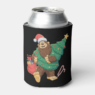 Christmas Cute Bigfoot Sasquatch Xmas Tree Lights Can Cooler