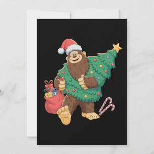 Christmas Cute Bigfoot Sasquatch Xmas Tree Lights Holiday Card