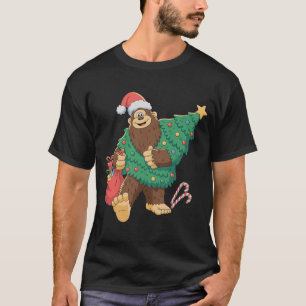 Christmas Cute Bigfoot Sasquatch Xmas Tree Lights T-Shirt