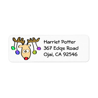 Christmas Cute Cartoon Red Nose Reindeer Return Address Label