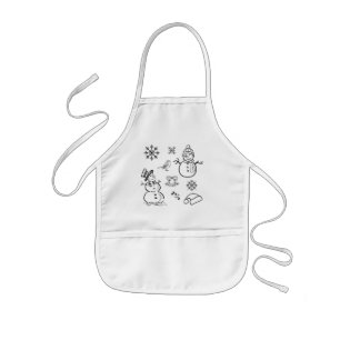 Christmas Cute Cartoon Snowman Funny Snowflakes Kids Apron