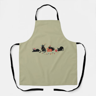 Christmas Cute Cat Lover Crew Christmas Lights Apron