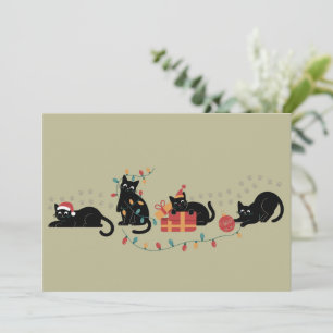 Christmas Cute Cat Lover Crew Christmas Lights Holiday Card