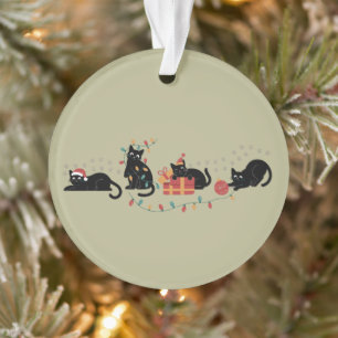 Christmas Cute Cat Lover Crew Christmas Lights Ornament