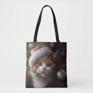CHRISTMAS CUTE CAT TOTE PURSE BAG