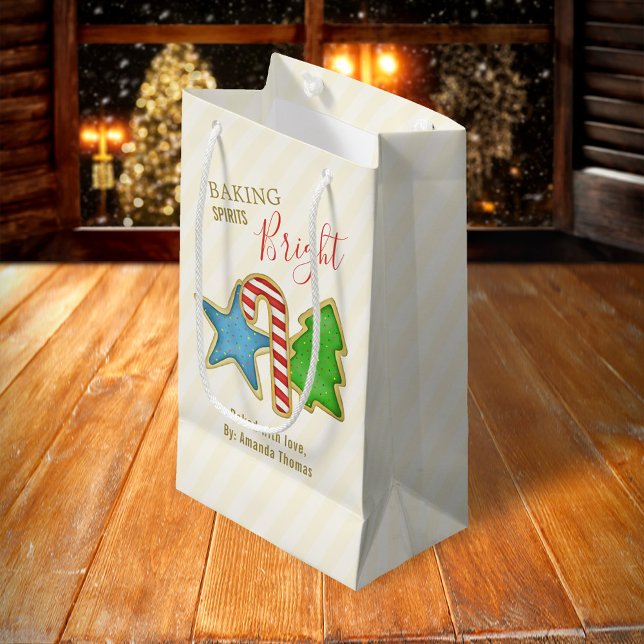 Christmas Cute Colourful Whimsical Cookie Cutouts  Small Gift Bag (Merry Christmas holiday cookie cutters gift bag.)