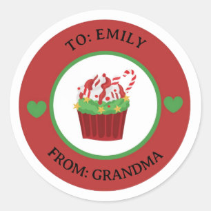 Christmas Cute Cupcake To & From Holiday gift tag