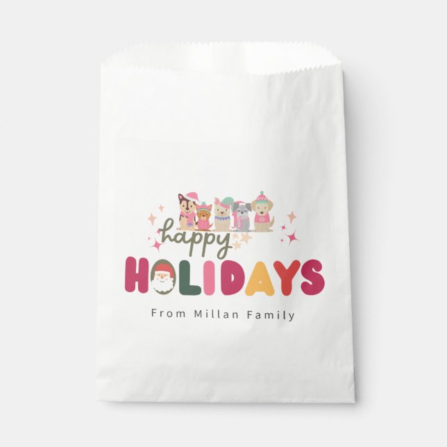 Christmas cute dog family modern favour bag (Front)