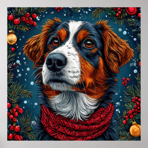 🎅 Christmas Cute Dog Festive Winter Holiday  Poster
