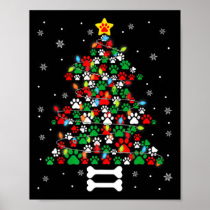 Christmas Cute Dog Paws Xmas Tree Fun Dog Puppy Ow Poster