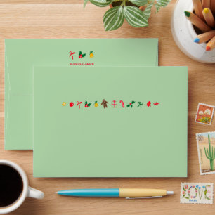 CHRISTMAS Cute Doodle Whimsical CUSTOM Holiday  Envelope