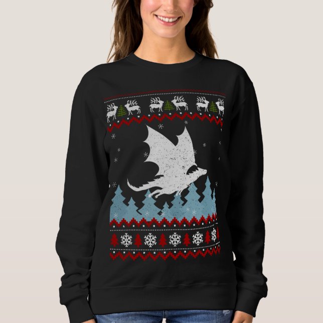 Christmas Cute Dragon Ugly Sweater Xmas (Front)