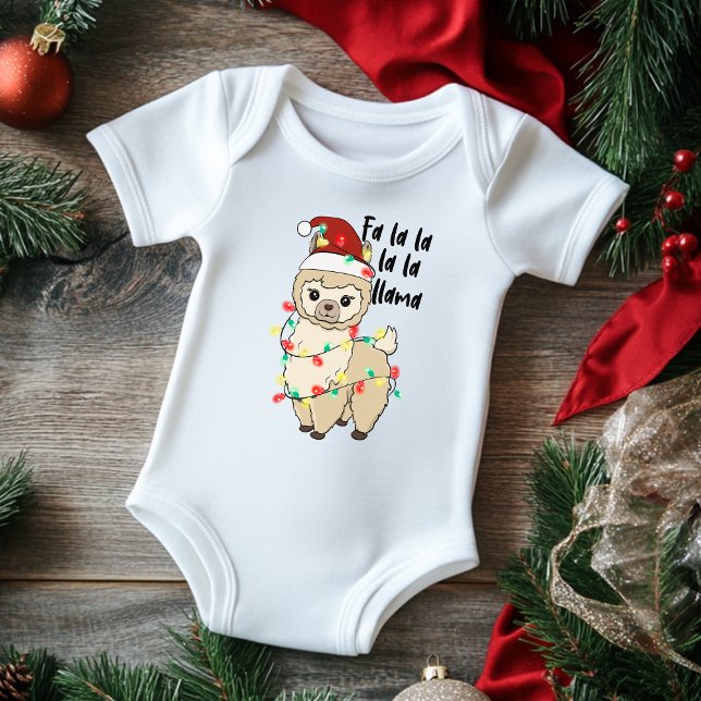 Christmas Cute Festive Fa La La Llama Modern Baby Bodysuit (Creator Uploaded)