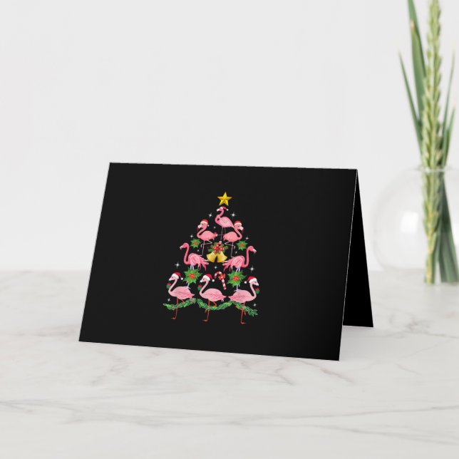 Christmas - Cute Flamingo Christmas Tree Card (Front)