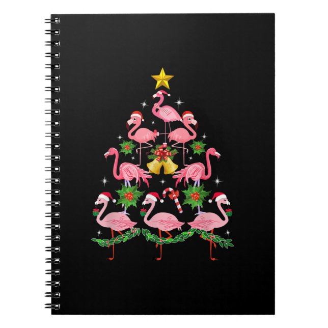 Christmas - Cute Flamingo Christmas Tree Notebook (Front)