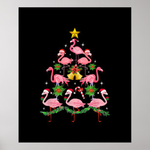 Christmas - Cute Flamingo Christmas Tree Poster