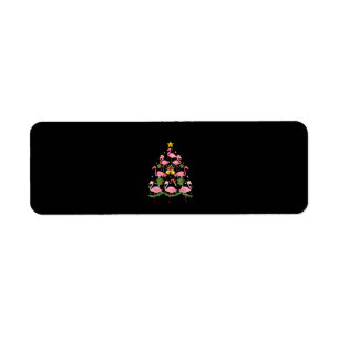 Christmas - Cute Flamingo Christmas Tree Return Address Label
