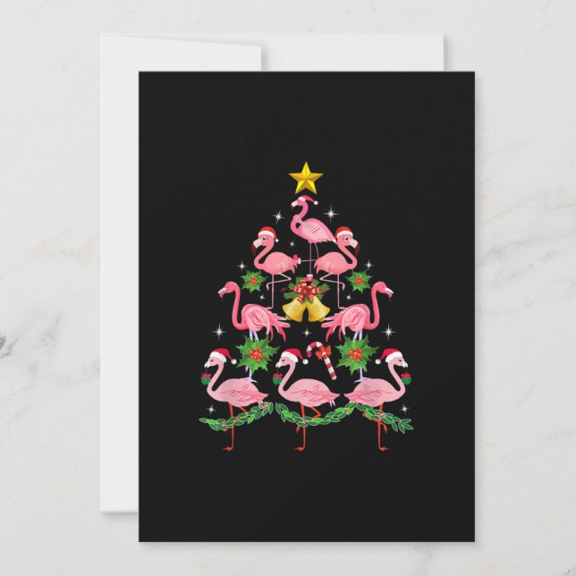 Christmas - Cute Flamingo Christmas Tree Save The Date (Front)