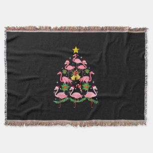 Christmas - Cute Flamingo Christmas Tree Throw Blanket