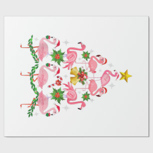 Christmas - Cute Flamingo Christmas Tree Wrapping Paper
