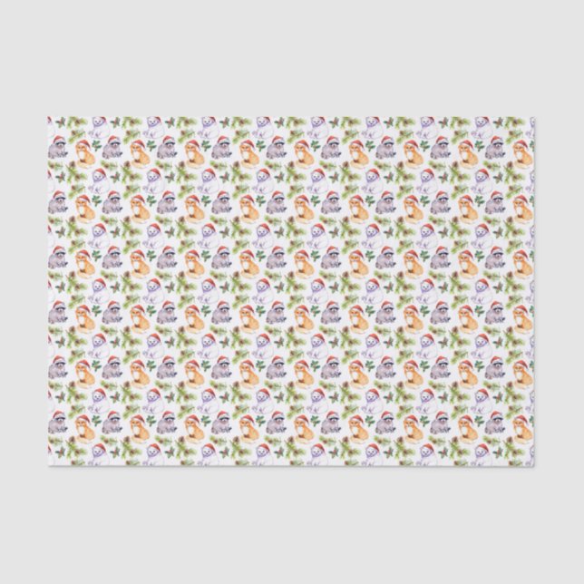 Christmas | Cute Forest Animals Pattern Tissue Paper (Front)