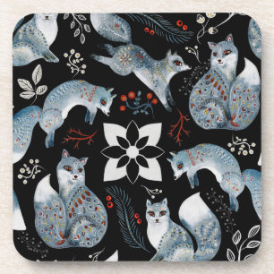 Christmas cute forest fox animals pattern cushion  coaster