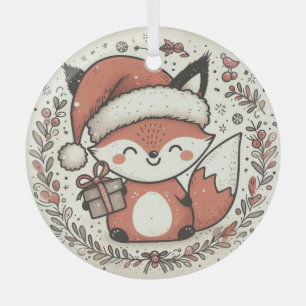 Christmas Cute Fox Glass Tree Decoration