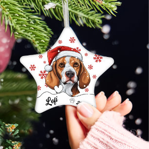 Christmas Cute Fox Hound Dog Personalized Ceramic Ornament