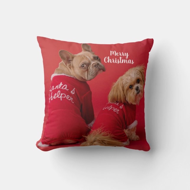 Christmas Cute French Bulldog And Shih Tzu Cushion (Front)