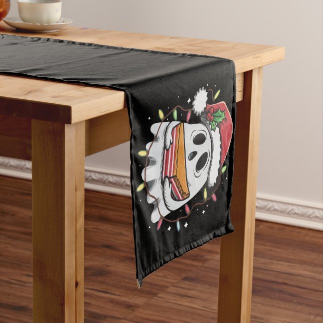 Christmas Cute Ghost Santa Party Xmas Holiday  Short Table Runner (In Situ)