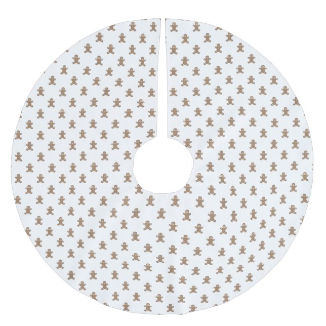 Christmas cute gingerbread man cookies pattern brushed polyester tree skirt (Front)